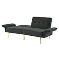 thumbnail image 4 of Convertible Sofa Bed,Velvet Reversible Loveseat with Removable Armrests and Metal Legs,Futon Sofa Bed with Storage Bags for Living Room and Bedroom,Black, 4 of 7