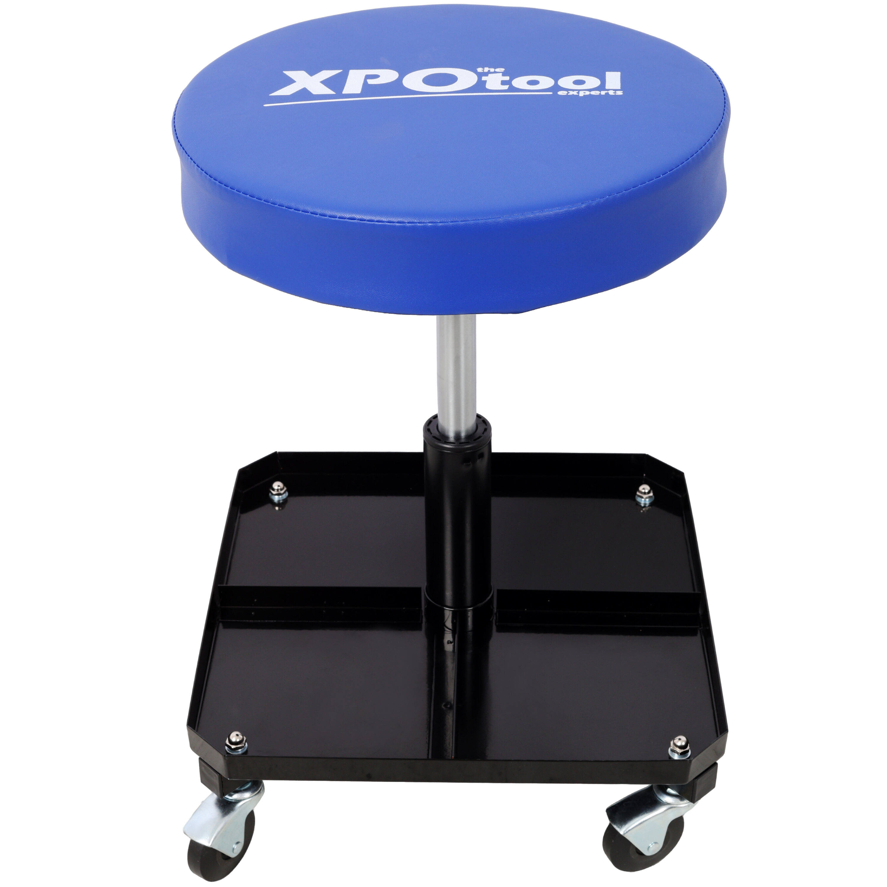 , 250 LBS Rolling Pneumatic Creeper Garage,Adjustable Mechanic Stool with Tool Tray Storage, Black+Blue ,Steel ,