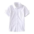 thumbnail image 2 of BTDECLAR Girls Short Sleeve Dressy Shirts Button Down Summer School Uniform Solid Color Shirt Kids Loose Fit Casual Pleated Blouses Tops, 2 of 7