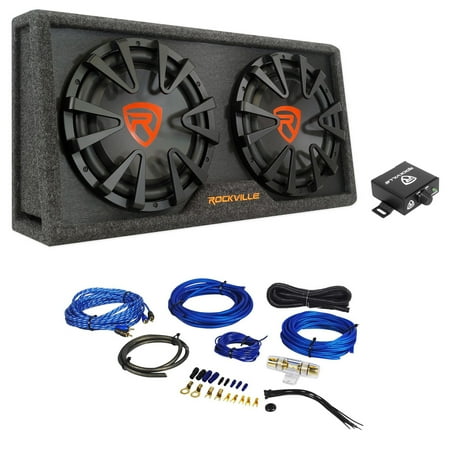Rockville RG212CA 2000w Dual 12 inches Vented Powered Car Subwoofer Enclosure+Amp Kit