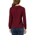 thumbnail image 3 of Allegra K Women's Cute Collar Plaid Blouse Long Sleeve Button-Down Shirts, 3 of 6
