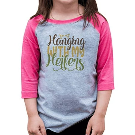 

7 ate 9 Apparel Girls Farm Life Shirts - Hanging with My Heifers Pink Shirt 12 Months