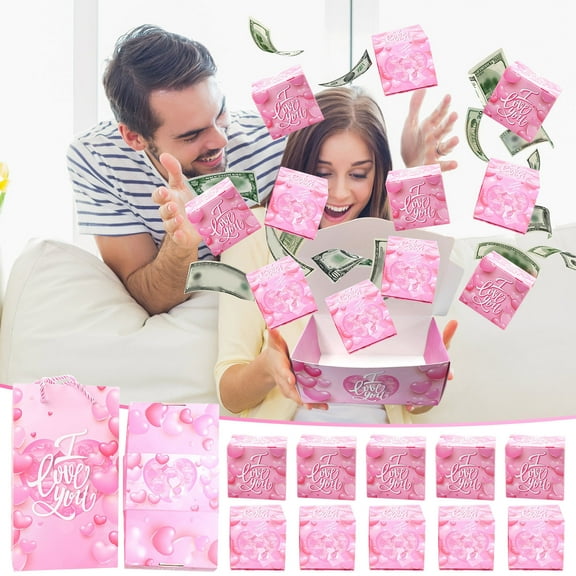 ZFYXGS Birthday Surprise Box Gift Box for Money, Happy Birthday Surprise Gift Box Explosion with Confetti, Exploding Gift Box for Men Women Kids, 10 Bouncing Boxes