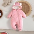 thumbnail image 2 of 3-6 Months Infant Baby Boys Girls Winter Romper Hooded Snowsuits Fleece Lined Jumpsuit Warm Outfits Winter Outwear Infant Winter Clothes, 2 of 6