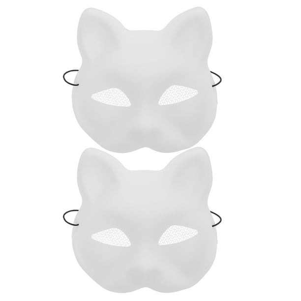 2 máscaras de gato DIY de plástico en blanco, máscara DIY, máscara de cosplay de animal, máscara sin terminar