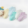 thumbnail image 7 of Girls Boys Breathable Mesh Low Cut Socks 5-Pack Thin Cotton Summer No Show Socks with Ruffled Cuff Smiley Faces, 7 of 7