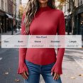 thumbnail image 2 of cocolona Womens Mock Neck Thin Sweater Solid Color Flare Sleeve Trendy Slim Basic Layer Sweater Ribbed Knit Fall Tops, 2 of 7