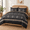 Black Brown-Queen, variant on Olive Green Queen 7 Piece Boho Farmhouse Western Bed-in-a-Bag Set
