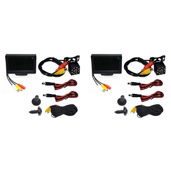 2X Rear View Camera Wide Degree 4.3inch TFT LCD Display or Monitor Waterproof Night Vision Reversing Backup