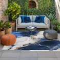 thumbnail image 2 of Marble Navy Blue Outdoor Rug for Patio/Deck/Porch, Non-Slip Large Area Rug 5 x 7 Ft, Abstract Gold White Brick Stone Motif Indoor Outdoor Rugs Washable Area Rugs, Reversible Camping Rug Carpet Runner, 2 of 8