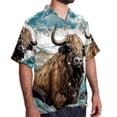 thumbnail image 2 of Yak Men's Short Sleeve Spread Collar Beach Shirts Casual Printed Button Down Unisex Summer Tops, 2 of 6