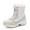 White, variant on Women‘s Snow Boots Sports Shoes Plush Winter Warm Faux Fur Anti Slip Lace Up Ankle Slip On Waterproof Outdoor Booties