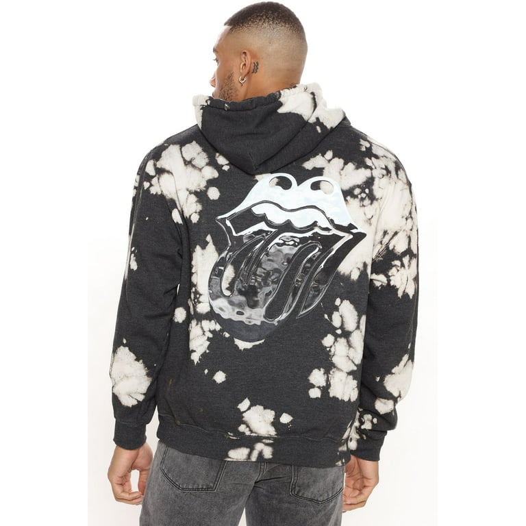 The Rolling Stones Men s Official Merch Tie Dye Vintage Wash Hoodie Sweatshirt XX Large Black Grey Tie Dye