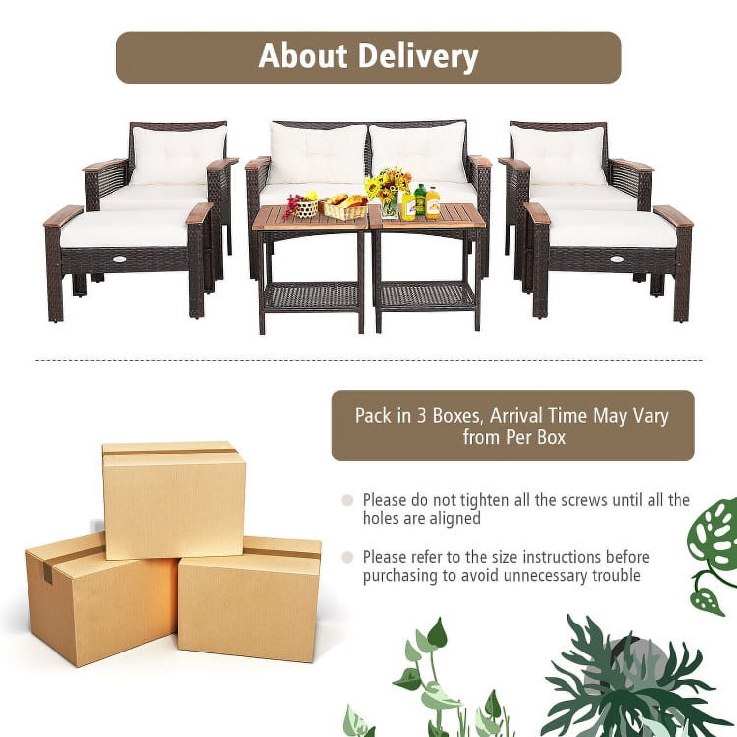 Aimee Lii 7 Pieces Patio Rattan Cushioned Conversation Set with Acacia Wood Tabletop, Outdoor Patio Furniture Aimee Lii 7 Pieces Patio Rattan Cushioned Conversation Set with Acacia Wood Tabletop, Outdoor Patio Furniture