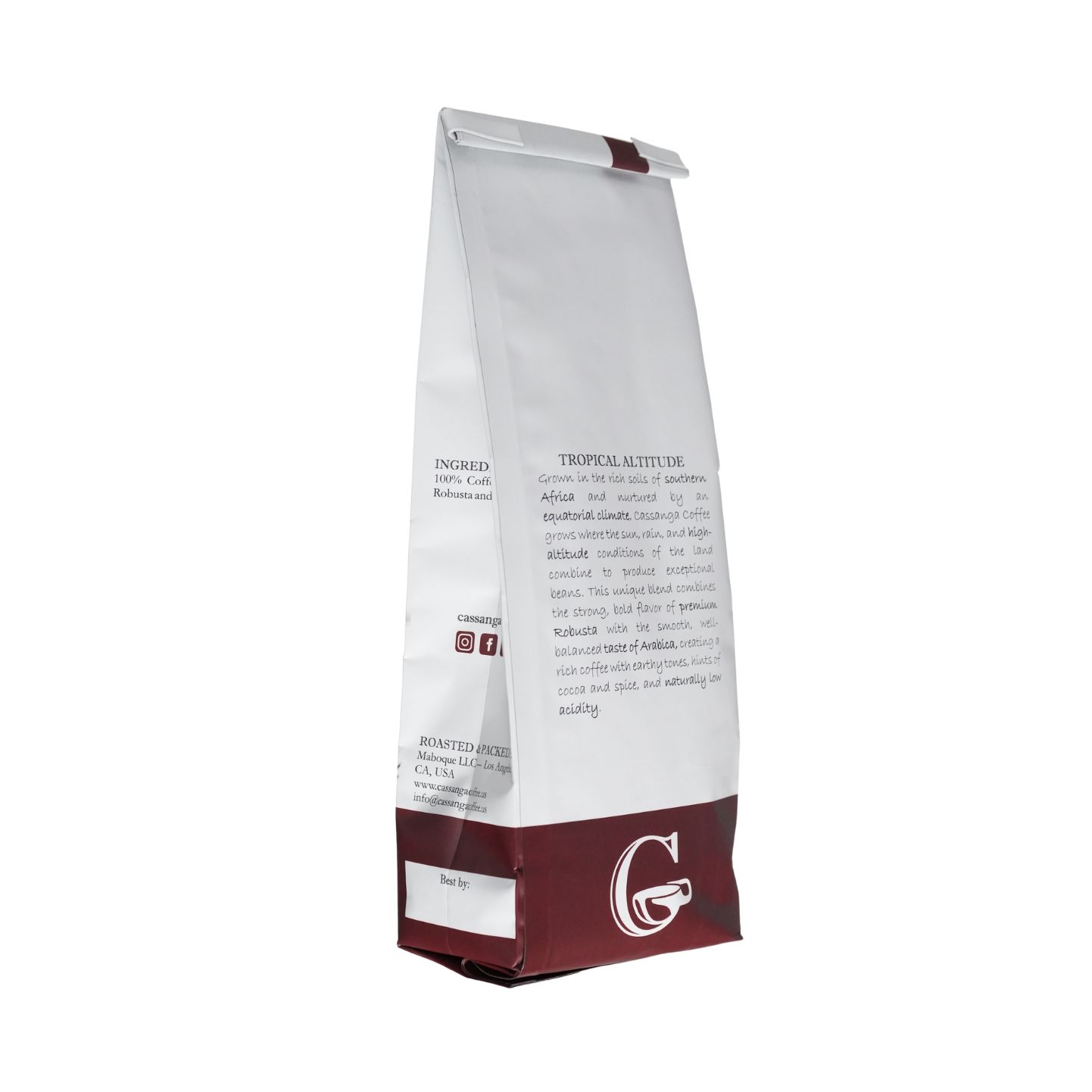 Cassanga Coffee — Natural Dark Roast, Whole Bean Coffee 10 oz (284 g)