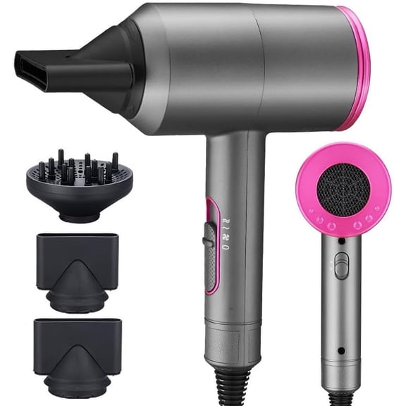 Ionic Hair Dryer, 1800W Fast Drying, Low Noise Hair Dryer with Diffuser and 2 Concentrator Nozzles for Home, Salon & Travel