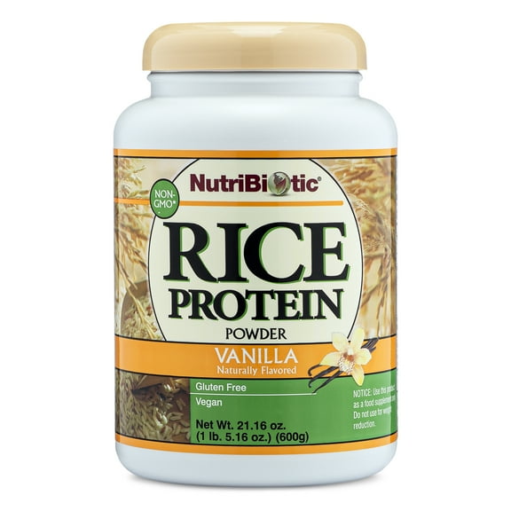NutriBiotic Vanilla Rice Protein, Vegan Protein Powder, 1 Lb. 5 Oz (600g)
