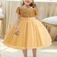 thumbnail image 2 of HAiming Children's Sequin Dress Flower Girl Short Sleeve Round Neck Pleated A-Lined Princess Dress Wedding Gown, 2 of 4