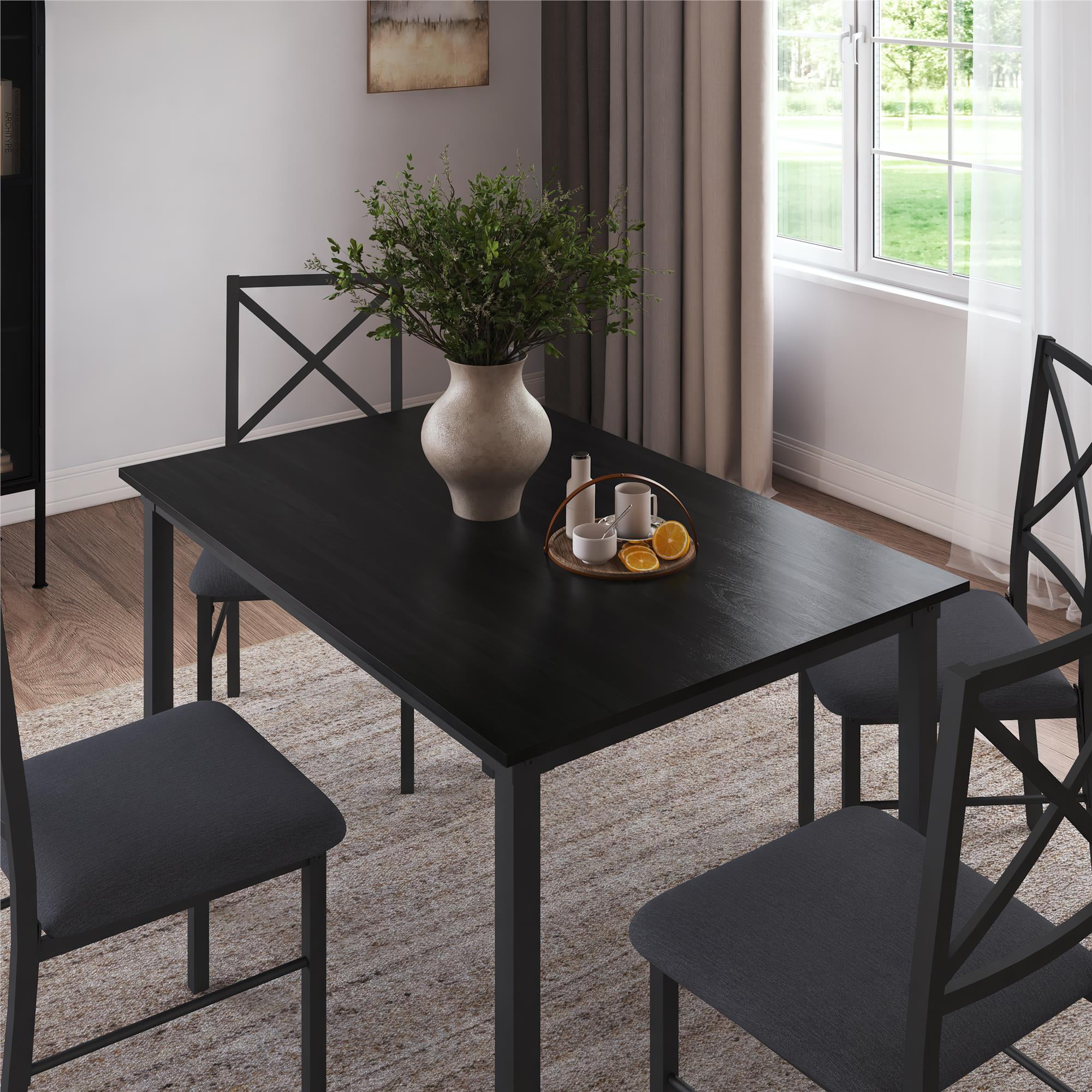 Mainstays 5-Piece Dining Table and Chair Set for 4, Black