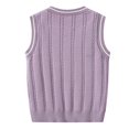 thumbnail image 6 of KPOPLK Fall Unisex Sweater Vest Boy and Girl Cable Knit Cotton Vest Kids Uniform Vest for Little Big Childrens Teenage Size 3-4 Years,Purple, 6 of 7