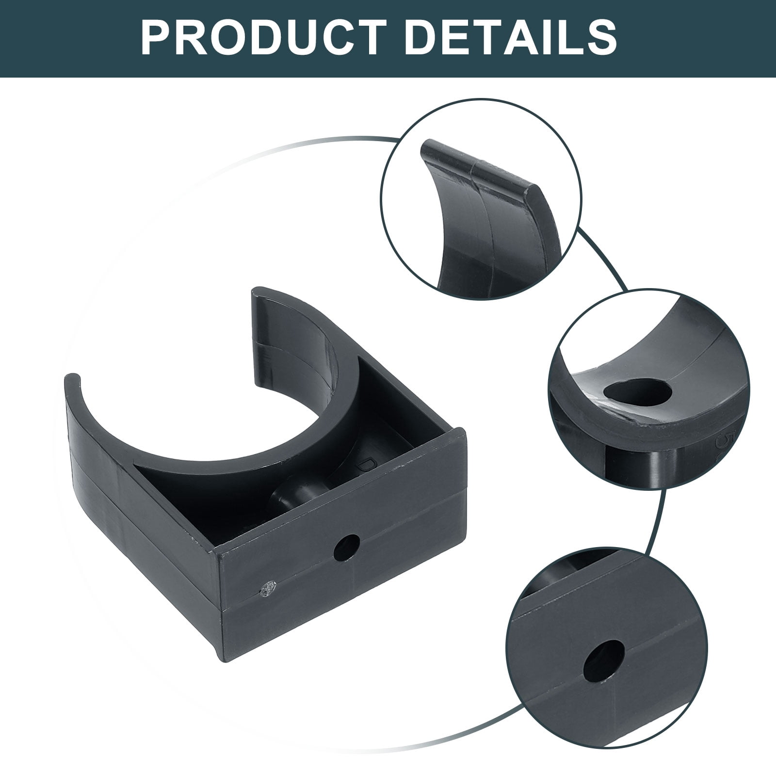 24Pack Water Pipe Clamps Clips, U-Shaped Holder Buckles for 50mm OD, Black