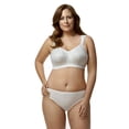 thumbnail image 3 of Elila Women's Plus Size Super Curves Jacquard Softcup Bra, Full Coverage Wire-Free Firm Support, Style 1305 White, 3 of 4