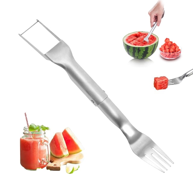 Xihbxyly Cortador de Sandía Plegable, Rebanador Multifuncional de Acero Inoxidable, Tenedor de Fruta de Fácil Agarre, Diseño Portátil para Picnics Al Aire Libre, Reuniones Familiares, Disfrute de Fru