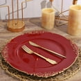thumbnail image 6 of 13" Charger Plates -Set of 24 - Acrylic Burgundy Round Baroque Disposable Chargers Leaf Embossed Rim, Ideal for Dinner Party Wedding Bulk Events, 6 of 7