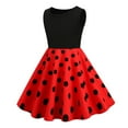thumbnail image 6 of FAOWME Kids Children Girls Round Neck Sleeveless Polka Dot Vintage Princess Dress Red 7-8 Years, 6 of 6
