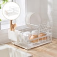 thumbnail image 3 of Escurridor de platos estable, escurridor de platos de 2 niveles con escurridor, escurridor de platos con blanco, 3 of 9