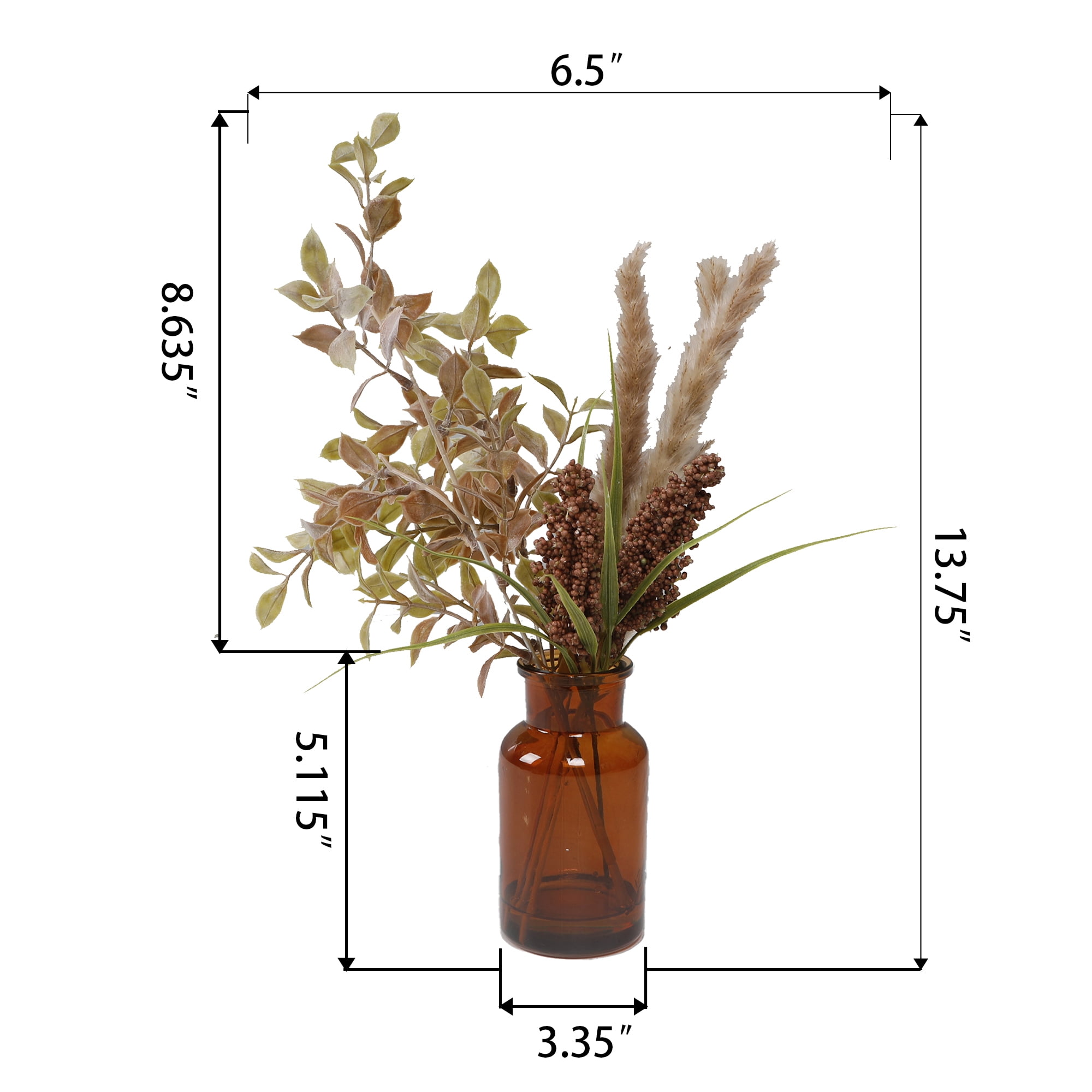 Home Decor Collection 13.8" Artificial Fall Floral Arrangement in Brown Glass Vase Made for Table Top - 0.6 lb