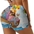 thumbnail image 2 of Fotbe Rainbow Animals on Noah's Ark Seamless Shorts, Womens Workout Shorts High Waist Stretch Booty Short for Gym/Yoga/Running/Biking-Small, 2 of 9