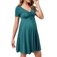 thumbnail image 3 of Women Striped Maternity Dress Casual Off-Shoulder Ruffles Dress with Belt for Pregnancy Clothes Photoshoot, 3 of 6