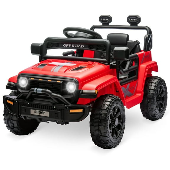 Sakiyr 12V Ride-On Truck for Kids with Remote Control, LED Lights, Music, 2 Speeds, Spring Suspension, Safety Belt, Locking Doors – Ride on Toy Cars for Boys & Girls Ages 2-5