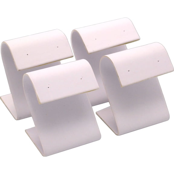 4 White Leather Earring Display Stands Jewelry 2.25"