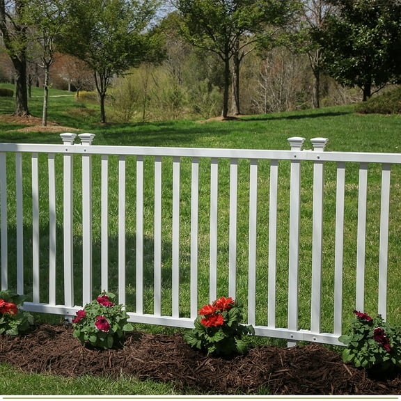 3ft H x 3.5ft W (2 Panels) No Dig Zippity Baskenridge Fence Panel Kit, Vinyl Fence Panel, White Vinyl Fence for Yard, Temporary Fence for Backyard, White Picket Fence Garden Border, DIY Fence ZP19037