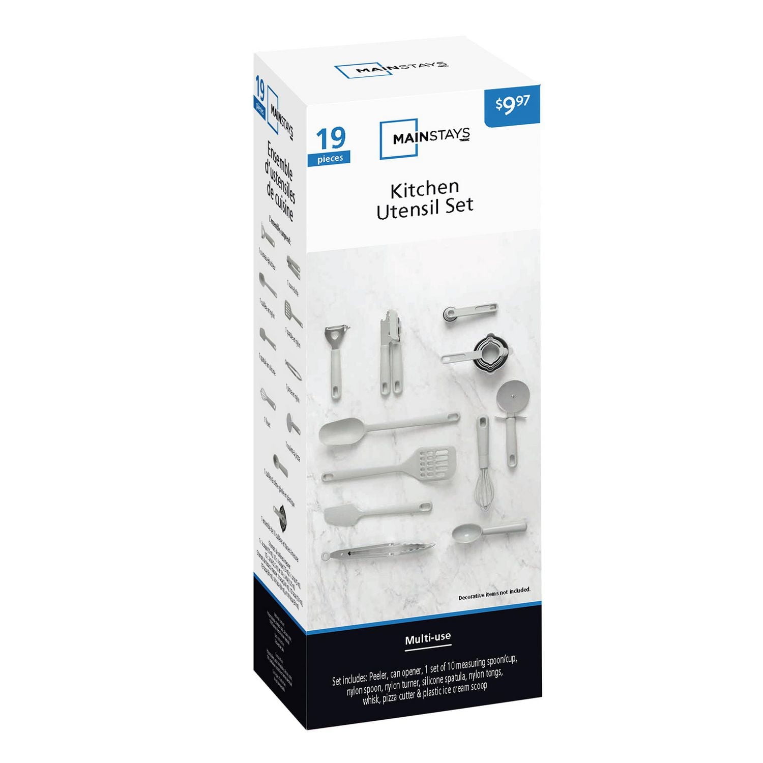 19PC Kitchen Utensil Set, Grey