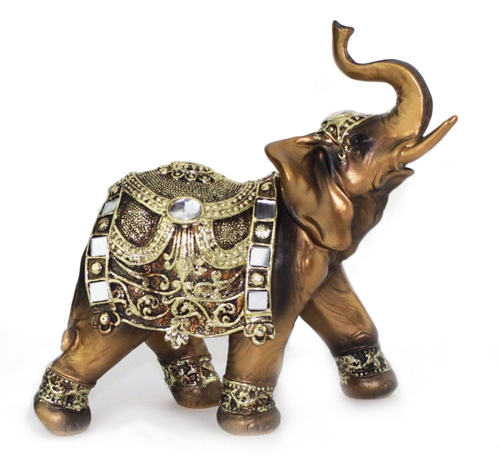 Set of three abstract brass elephants Brass elephant figurines Baby elephant. good luck elephants Boho elephant figurines Trunk up