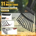 thumbnail image 4 of 11-Tine Leaf Rake, 60-inch Heavy Duty Metal Garden Rake for Lawns & Yards – Small Rake Head, 4 of 8