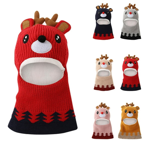 HAOTAGS Boys Girls Christmas Cloth Cap,Thick Comfort Warm Protector Head Cap for Girls Boys Red Free Size