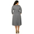 thumbnail image 4 of Women's Plus Size Wrap Dress 3/4 Sleeve V Neck Waist Tie, 4 of 6