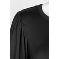 thumbnail image 4 of Joan Vass NY Scoop Neck Short Shirred Sleeve Solid Shirttail Hem-BLACK / XS, 4 of 4