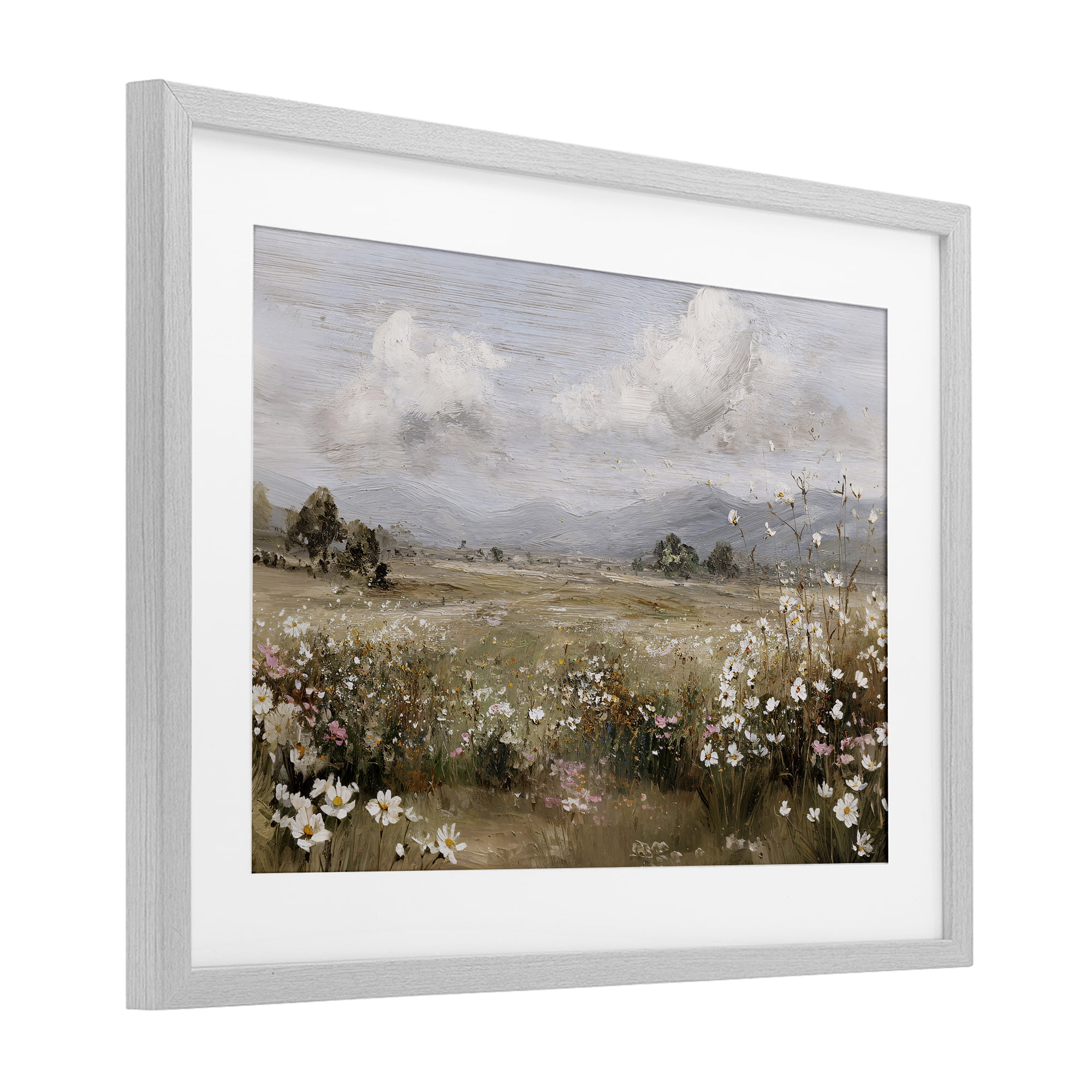 Stupell Industries Daisy Clusters in Field Gray Framed Print Under Glass, design by Jacky Ngan