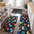 thumbnail image 2 of Black Blue Yellow Butterfly Pattern Kitchen Rugs Sets Of 3,Kitchen Runner Rugs Non Skid Washable,Decorative Kitchen Floor Mats for Kitchen,Sink,Laundry,17"x30"+ 17"x47" + 17"x59", 2 of 6