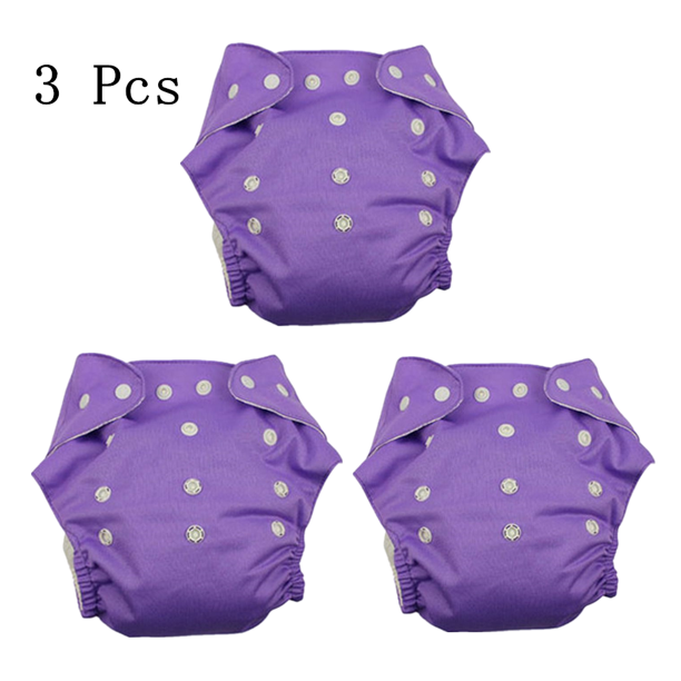 3Pack One size Cloth Diaper double hip snaps 6pcs Pack Fitted Pocket