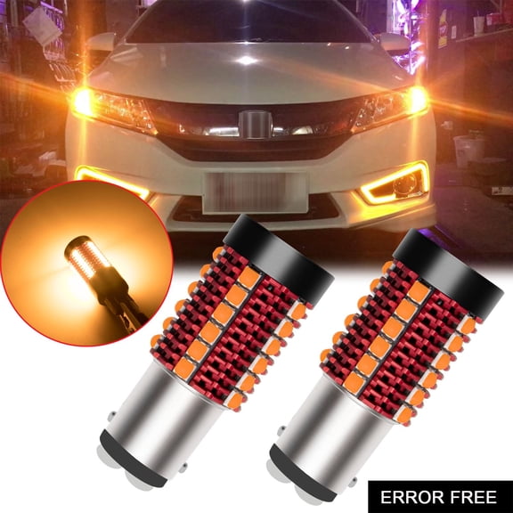 Xotic Tech 2pcs Anti Hyper Flash 1157 2057 7528 BAY15D LED Turn Signal Light Bulb, Built-in Load Resistor Yellow Orange Extremely Bright LED Bulb for Front Rear Turn Signal Lamp, Error Free