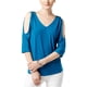 thumbnail image 2 of INC Blusa tejida con hombros descubiertos para mujer, azul, pequeña, 2 of 2