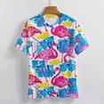 thumbnail image 3 of Flamingo Pattern T Shirts Basic T-Shirt Short Sleeve Ladies Tee Shirt Summer Graphic Clothing, 3 of 6