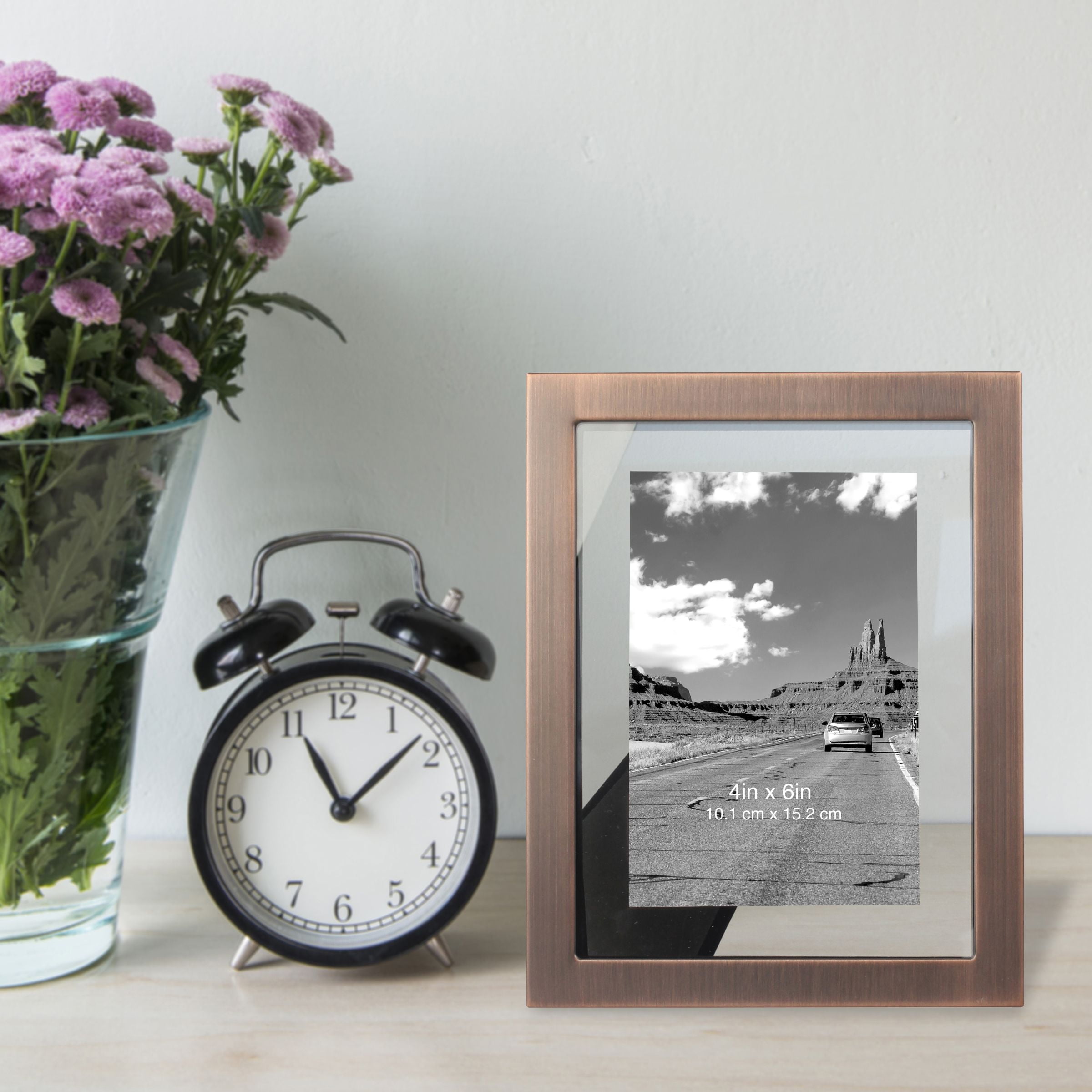 Better Homes & Gardens 4" x 6" Rectangle Metal Tabletop Floating Picture Frame, Copper