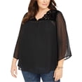 thumbnail image 1 of Style & Co. Womens 2-Piece Shell Blouse, black, Plus Size, 0X, 1 of 1